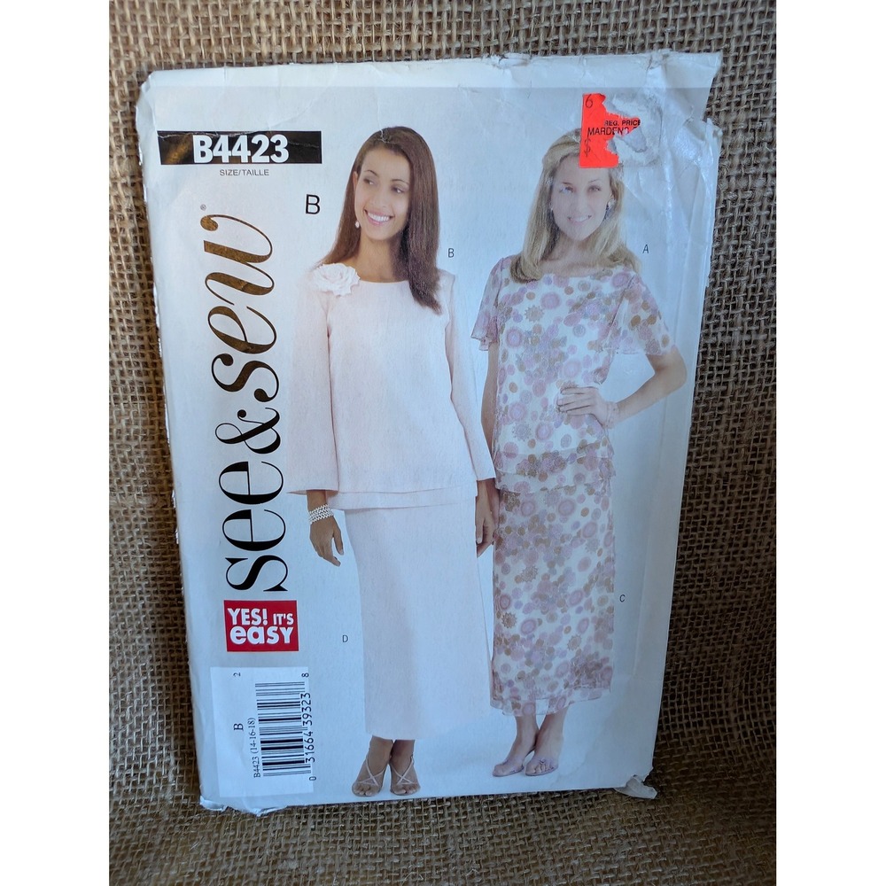 Butterick See & Sew B4423 Misses Petite Top Skirt Sewing Pattern Size 14-18